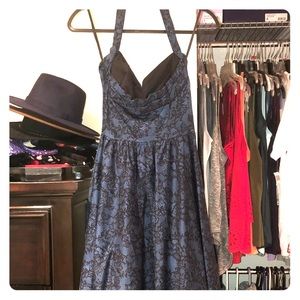 Blue and black halter dress - vintage inspired